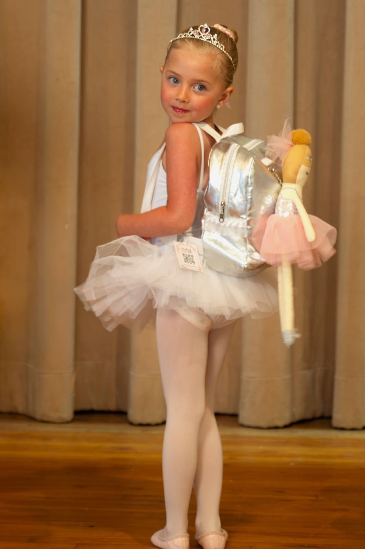 School Bag & Doll Set — Silver