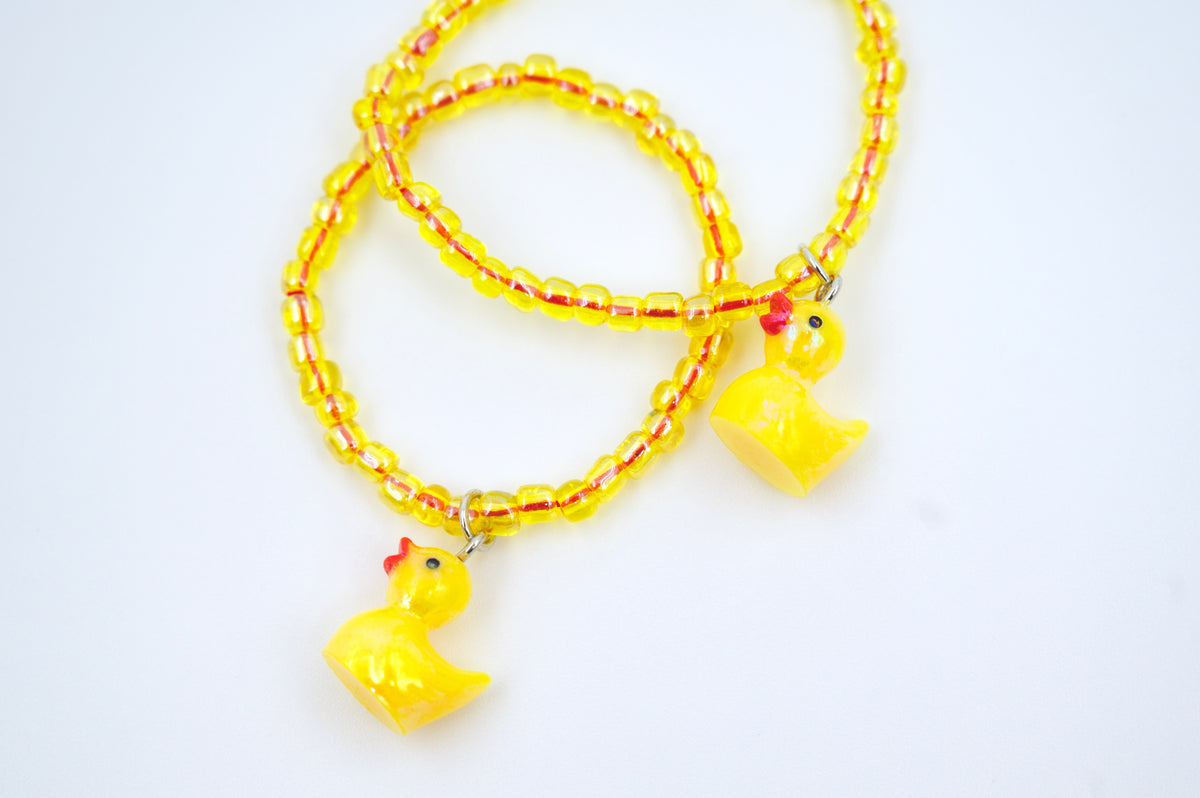 Handmade yellow duck bracelet and necklace — Miss Camille Ballet