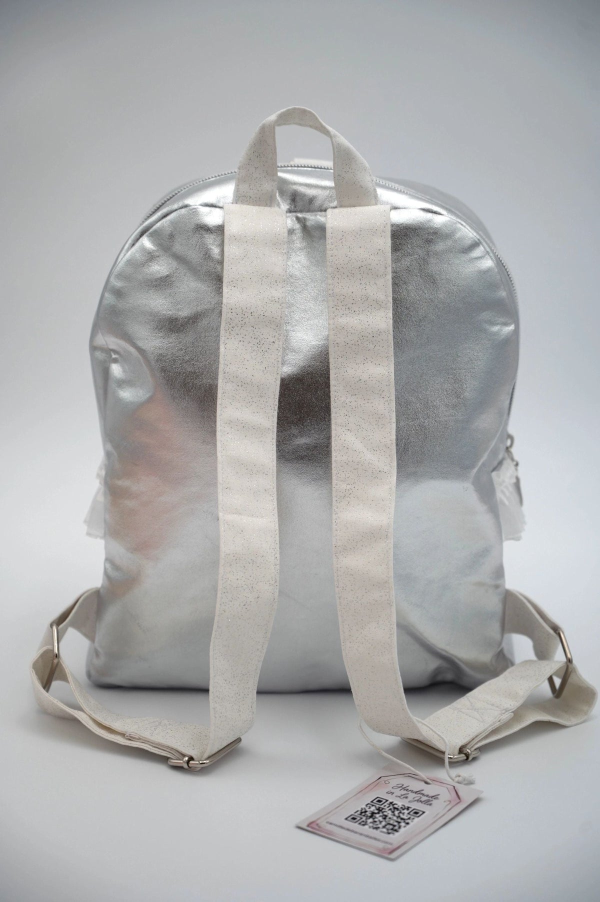 Handmade silver ballet school bag and doll set