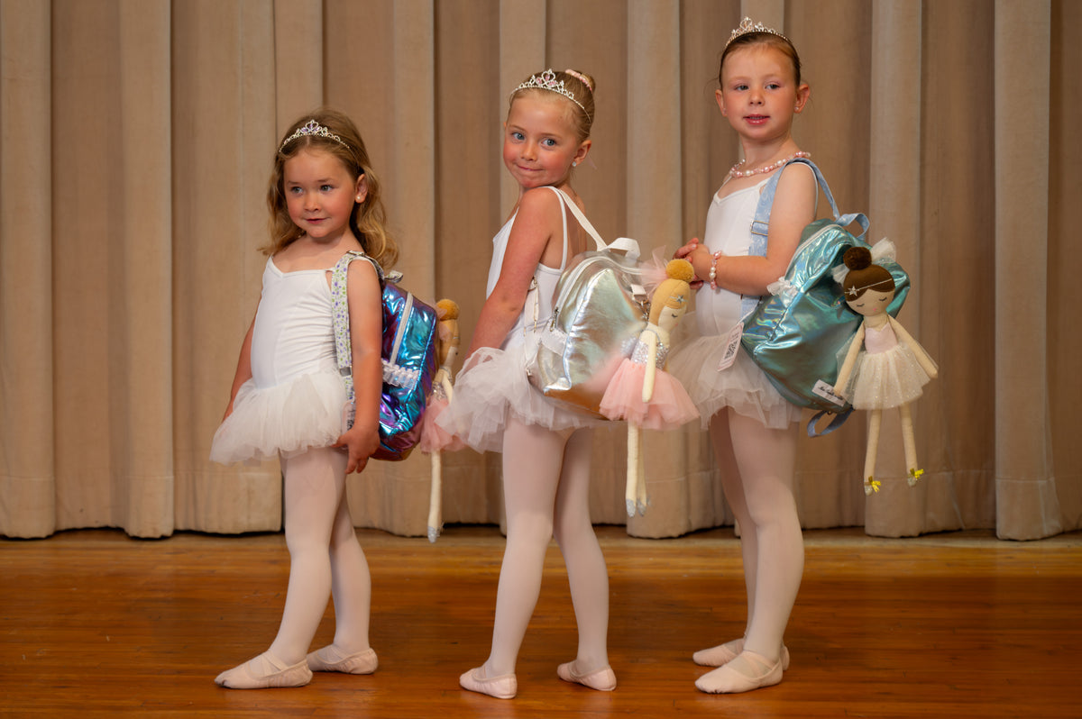 School Bag & Doll Set — Silver